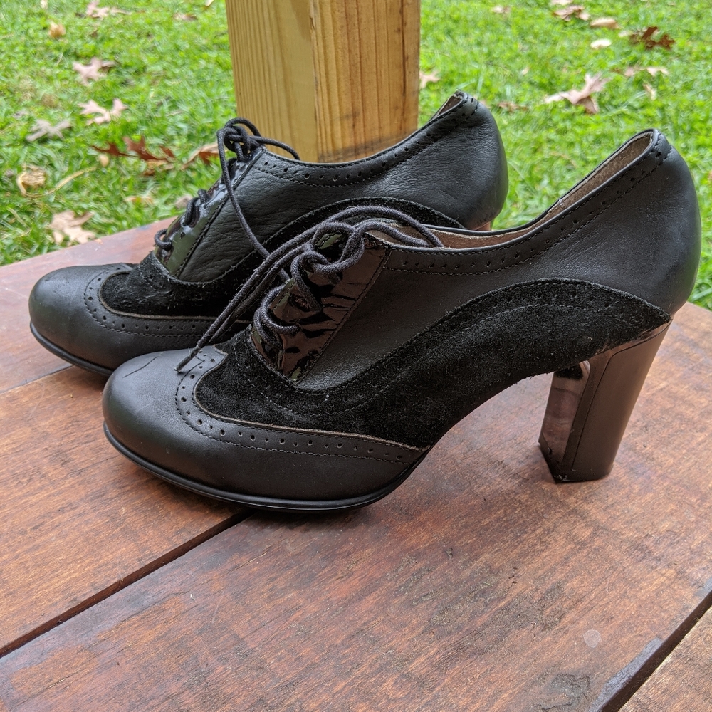 Black leather heels